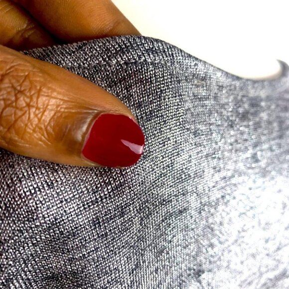 Lisette silver non symmetrical mid sleeve top metallic lightweight xs xsmall - Picture 5 of 12